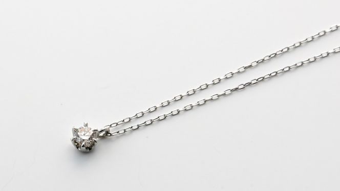 プラチナ900　天然ダイヤモンド0.10ｃｔ　爪留めネックレス FNP-1 250-001