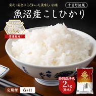 【6ヶ月定期便】特別栽培米 魚沼産こしひかり(十日町地域) 精米 2kg 米 お米 コシヒカリ 定期 十日町市