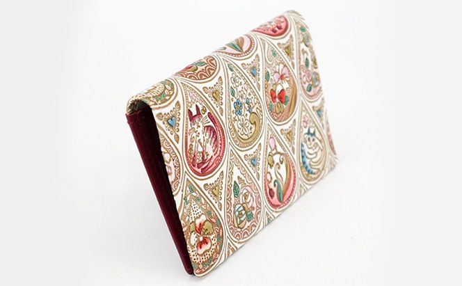 パスケース 花と猫 ローズ 文庫屋大関 名刺入れ カードホルダー 名刺ケース 名刺ホルダー カード入れ 定期入れ 定期ケース 小物 革小物 革製品 革 民芸品 猫 猫グッズ 日本製 東京 東京都 墨田区　お届け：発送可能時期より順次配送