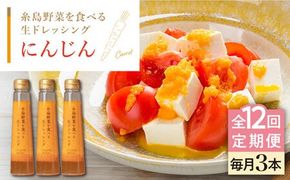 【全12回定期便】【 ご家庭用 】 糸島 野菜 を 食べる 生 ドレッシング （ 人参 × 3本 ） 《糸島》【糸島正キ】 [AQA031] ドレッシング セット 定期便 ギフト 無添加 人気 野菜 酵素 すりおろし 人参