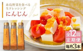 【全12回定期便】【 ご家庭用 】 糸島 野菜 を 食べる 生 ドレッシング （ 人参 × 3本 ） 《糸島》【糸島正キ】 [AQA031]