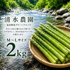 【2027年発送】ふらの産 採れたて グリーンアスパラ(M～Lサイズ混合)約2kg [清水農園] アスパラ アスパラガス 野菜 新鮮 甘い 北海道 富良野