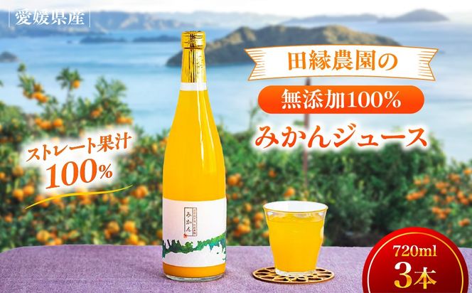 【愛媛県産】田縁農園の無添加100% みかんジュース（720ml×3本） ストレート果汁100％ IKTA008
