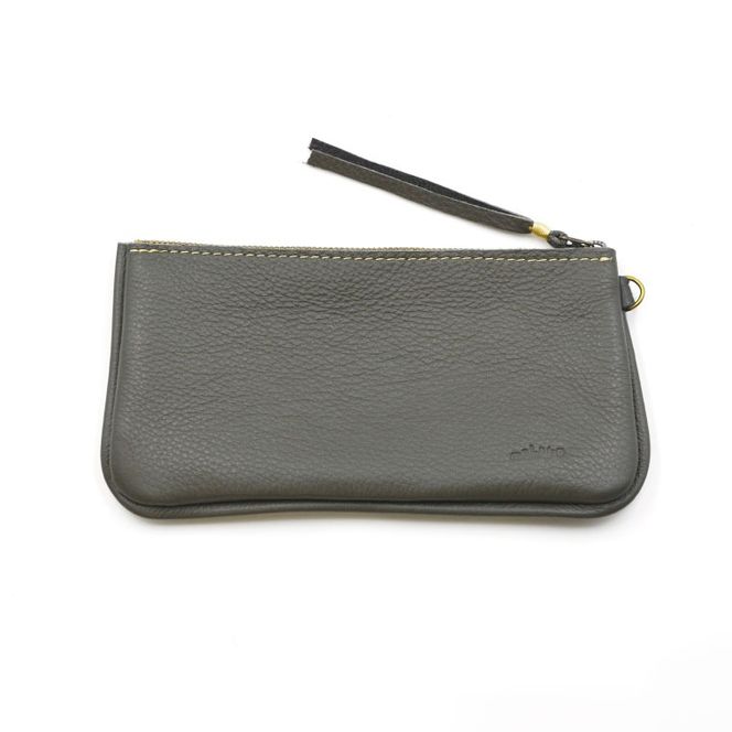 益子の革工房maharoのファスナーお札ケース　ダークグレー｜栃木県 益子町 ふるさと納税 ファスナーお札ケース 牛革 手作り（AX138-5）