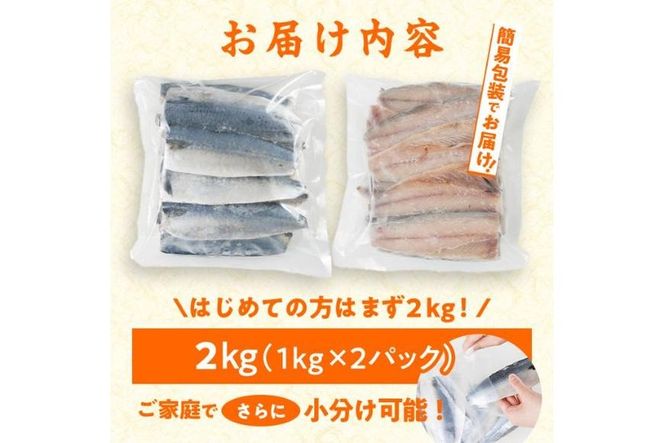 ＜訳あり・不揃い＞ 塩さば フィーレ (計2kg・1kg×2袋)サバ 鯖 切り身 フィレ 有塩 国産 パラパラ冷凍 小分け 便利 簡単【HX003】【山田水産】
