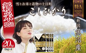 【令和8年産 新米】 新潟県 魚沼産 コシヒカリ お米 20kg （5kg×4袋） 精米済み（お米の美味しい炊き方ガイド付き）