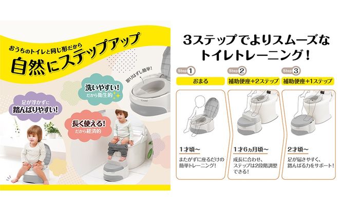 【コンビ】洋式おまるでステップ グレー(GL) 118661 おむつはずれ 洋式タイプ ステップアップ おまる 補助便座 ステップ トイレトレーニング
