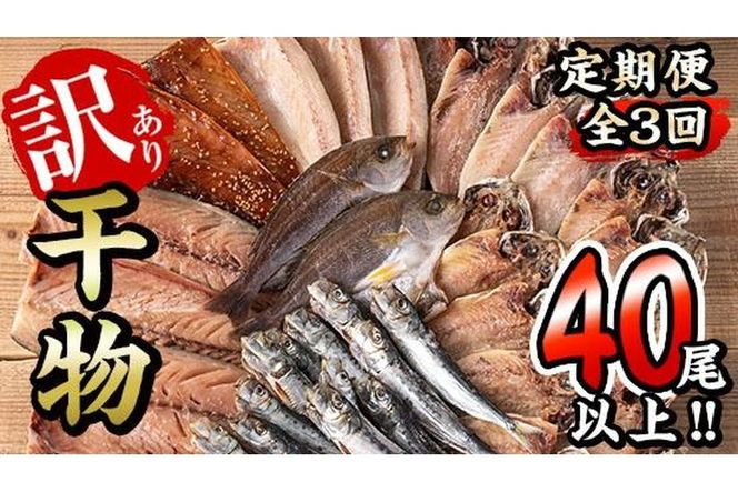 ＜定期便・全3回 (隔月)＞訳あり 干物大満足BOX (40尾以上) 定期便 簡単 調理 干物 あじ かます さば いわし みりん干し 丸干し 開き 魚 海鮮 冷凍 詰め合わせ セット 大分県 佐伯市【AQ85】【(株)やまろ渡邉】