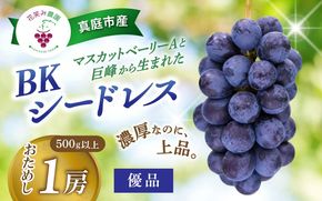 【2026年先行予約】岡山 花笑み農園の『BKシードレス』500g以上（中１房） B-中1 贈答用 濃厚 ぶどう 2026年9月中旬～ 受付順に発送予定 【hana083-01】