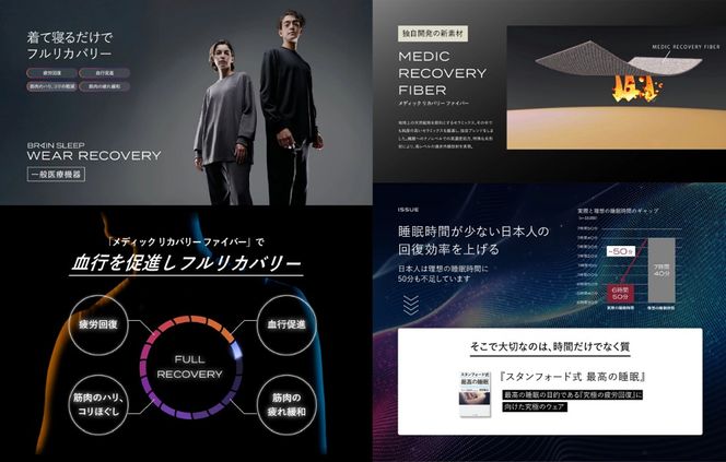 ブレインスリープ ウェア リカバリー 上下セット (ブラック・Mサイズ) リカバリーウェア スリープウェア ナイトウェア ルームウェア ユニセックス 一般医療機器 パジャマ 疲労回復 血行促進 【ブレインスリープ】akn103-02