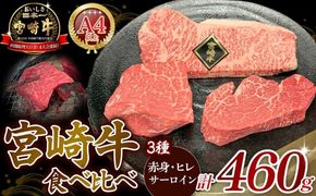 【A4等級以上】宮崎牛ステーキ3種（赤身・ヒレ・サーロイン）食べ比べセット 黒毛和牛 牛肉 ヒレステーキ 内閣総理大臣賞4大会連続受賞