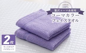 005A635 コーマカラーフェイスタオル 2枚（ウィスタリアバイオレット) 【泉州タオル 国産 吸水 薄手 普段使い 無地 シンプル 日用品】