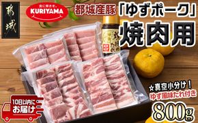 全部真空パック!都城産豚「ゆずポーク」の焼肉用800gセット(ゆず風味の焼肉たれ付き)≪みやこんじょ特急便≫_AA-1412-Q