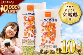 【CF02】米 宮城県産 ひとめぼれ 10kg (5kg×2袋) [気仙沼米穀商業協同組合 宮城県 気仙沼市 20565763] 一等米 ブランド米 白米 精米 ご飯 ごはん コメ こめ お米 小分け 家庭用