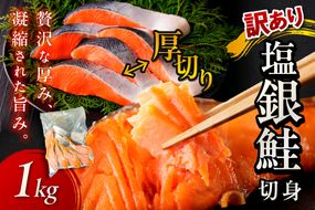 お手軽！絶品！厚切り　塩銀鮭切身 約1kg（プロトン凍結　訳あり　不揃い）　YK00236