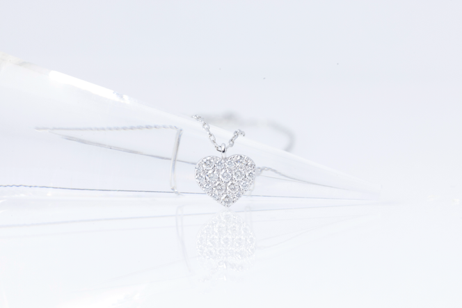 ダイヤモンド ネックレス フラットハートS 0.3ct PT プラチナ ジュエリー ダイヤ 山梨 H-2129 SWCI012-pt