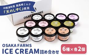 OSAKA FARMS ICE CREAM 詰め合わせ12個入りセット（ミルク・チョコ・イチゴ・抹茶・チョコチップ・ラムレーズン）6種×各2個【51014】