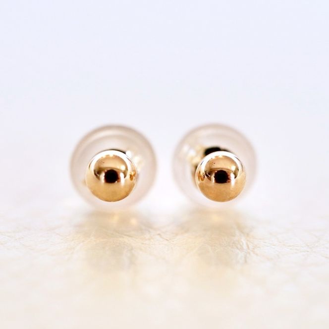 K10YG(10金) イエローゴールド  地金 中空 シンプル ボール ピアス (3mm)  保証書付 KO-0081 242-068-b