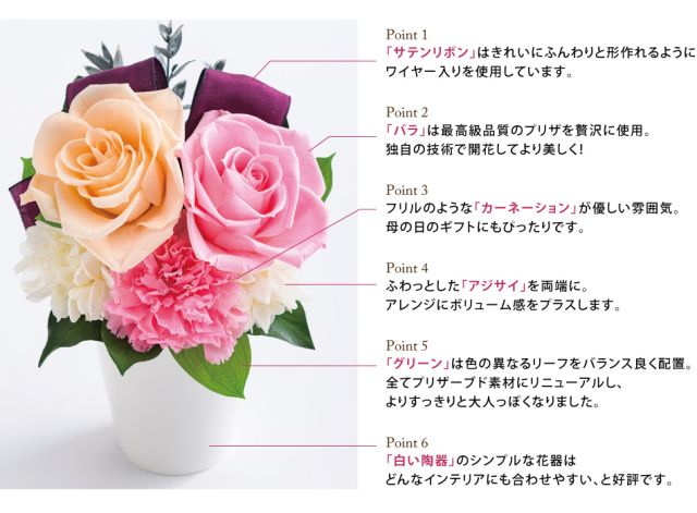 花 プリザーブドフラワー バラとリボンのアレンジメント ギフト プレゼント お祝い 誕生日 お供え アレンジ インテリア 東京都 墨田区
