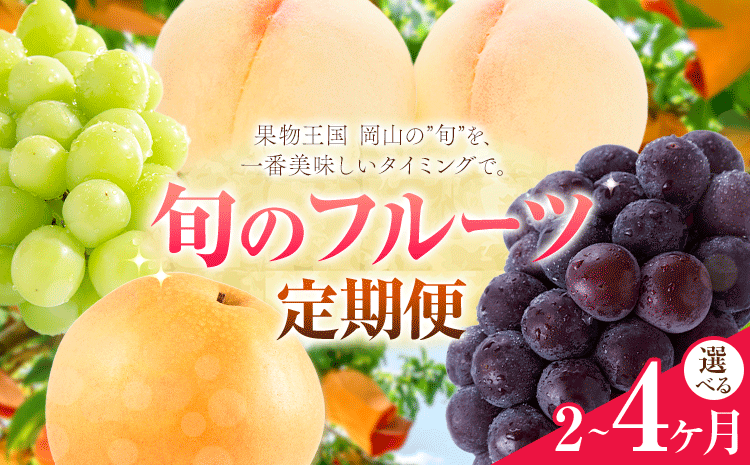 [定期便]旬のフルーツ定期便 岡山のフルーツ 定期便 選べる 回数 コース 内容 2回 3回 4回 岡山県産 桃 シャインマスカット ニューピオーネ 梨 [7月上旬-12月末頃出荷]岡山県 笠岡市 フルーツ 旬 果物 ぶどう 梨 マスカット お取り寄せ---kasaoka_zsytei_324_ms2a---
