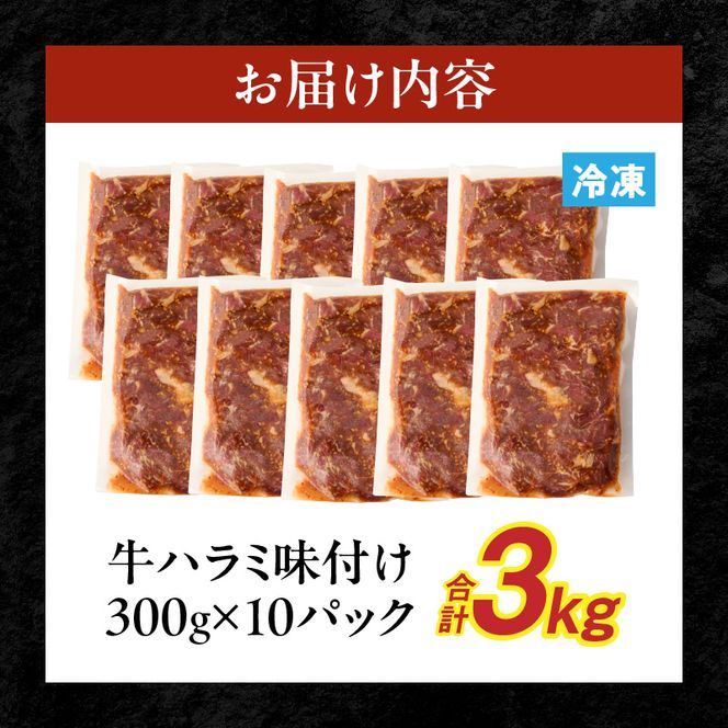 【食肉総合卸 丸正】牛ハラミ味付け 3.0kg［153M15］