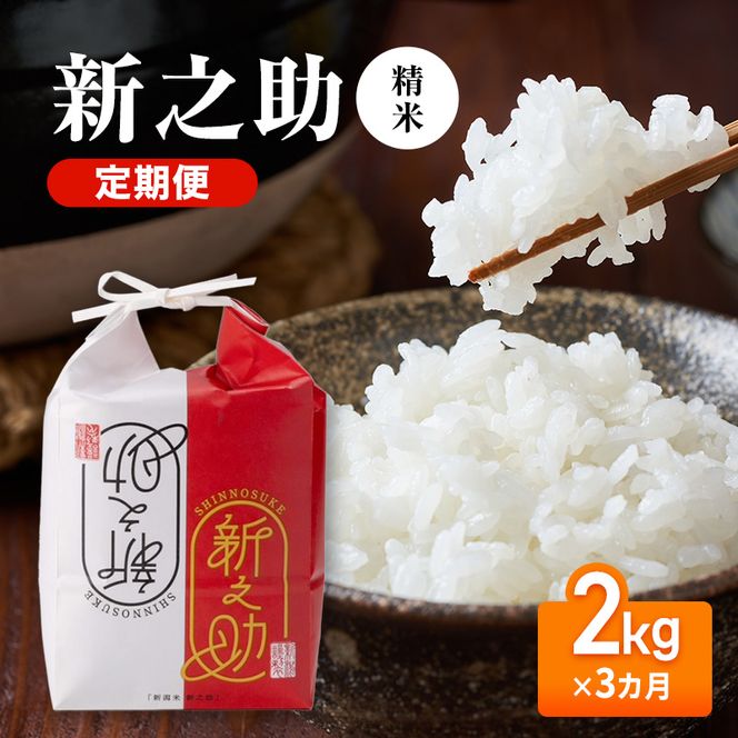 【先行予約】令和8年産 定期便 新之助精米2kg×3カ月
