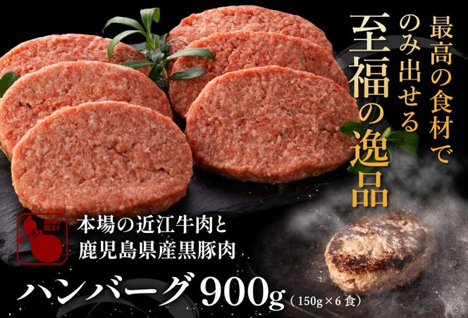 【溢れる肉汁で大人気！】近江牛と黒豚のハンバーグ【900ｇ（150ｇ×6個）】【AF01U】