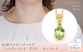 K18イエローゴールド　ミントガーネット／ダイヤ　ネックレス 管理番号208102 / 218-226