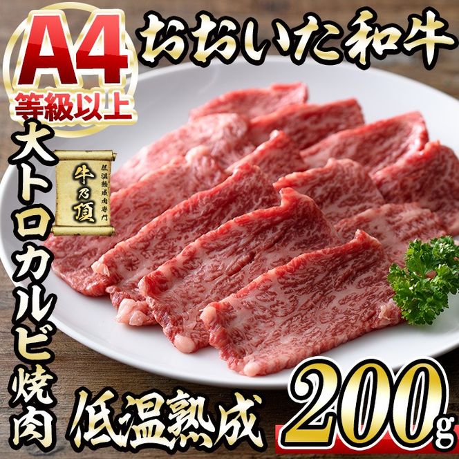 おおいた和牛 大トロカルビ焼肉 (200g) 国産 牛肉 肉 霜降り 低温熟成 A4 和牛 ブランド牛 BBQ 冷凍 大分県 佐伯市【DH220】【(株)ネクサ】