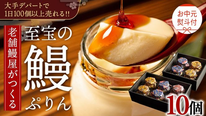 【 お中元熨斗付 】 至宝の 鰻ぷりん 10個入り プリン 鰻 うなぎ ウナギ 贅沢 スイーツ デザート 贈答 贈り物 中元 プレゼント