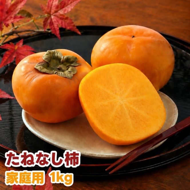 たねなし柿 1kg 家庭用 / 柿 刀根早生 平核無柿 富有柿 ※2026年9月下旬から11月上旬に順次発送 ※北海道・沖縄・離島への配送不可  【ikd504-c-1】