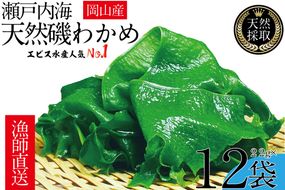 風味豊かな 瀬戸内 わかめ 22g×12袋 エビス水産【岡山 瀬戸内海 天然 カットわかめ】 常備菜 無添加 無着色 味噌汁 炊き込み 