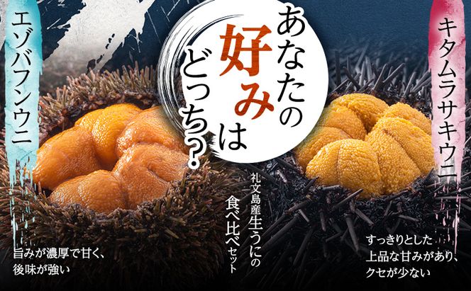 北海道礼文島産　ウニの食べ比べセット600g（蝦夷バフンウニ・キタムラサキウニ） 魚貝類 雲丹 うに 
