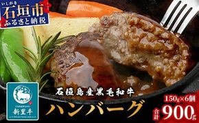 石垣島産 黒毛和牛 新里牛 職人手ごね生ハンバーグ (150g×6) 合計900g SZ-7