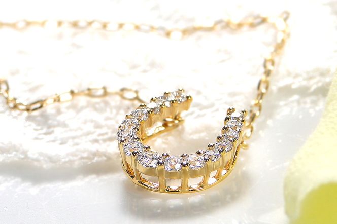K18YG 0.2ct 馬蹄 ダイヤモンド ネックレス ペンダント EmN0021-18Y SWCJ007