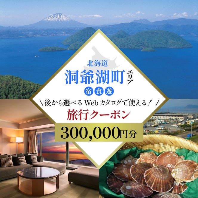 北海道ツアー 洞爺湖温泉 後から選べる旅行Webカタログで使える！ 旅行クーポン（300,000円分） 旅行券 宿泊券 飲食券 体験サービス券 送料無料 北海道 ふるさと納税 洞爺湖 観光 【JTA】