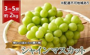 2026年 早期受付 ぶどう 晴れの国 シャインマスカット 2kg（3～5房）化粧箱入り 岡山県 高梁市 ブドウ 葡萄 果物 フルーツ