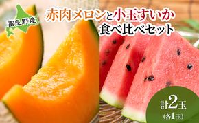 【2026年夏発送】 メロン スイカ 富良野の旨さ 赤肉メロン と 小玉すいか セット 各1玉 北海道 ふらの めろん すいか 西瓜 甘い ジューシー