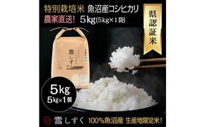 令和8年産！県認証特別栽培魚沼産コシヒカリ【農家直送！】 5kg×1袋 お米 米 コメ