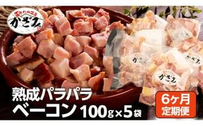 【 6ヶ月 定期便 】 燻製職人 風實 の 熟成 パラパラ ベーコン ( 100g×5 ) 茨城県 銘柄豚 ローズポーク ブランド豚 豚肉 肉 お肉 ベーコン [AJ036ci]