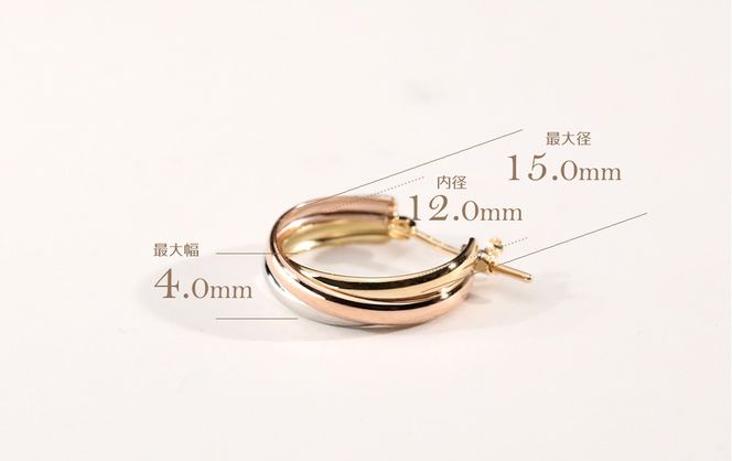 K18YG/K18PG/PT トリニティピアス-15mm 130441 SWAE051-a