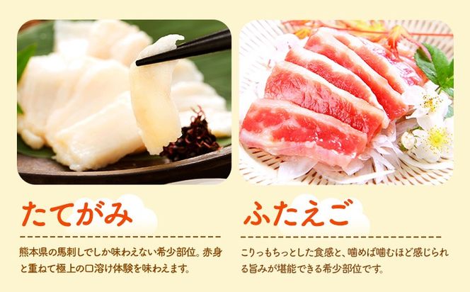 馬刺し 馬刺し 6種 食べ比べ 280g 株式会社利他フーズ《30日以内に出荷予定(土日祝除く)》 上赤身 中トロ 大トロ ふたえご ロース たてがみ 希少部位 国産 冷凍 生食用 肉 馬肉 ふるさと納税馬刺し 熊本県 南阿蘇村 送料無料 馬刺 ばさし 名物---isms_rita02_30d_r7_18500---