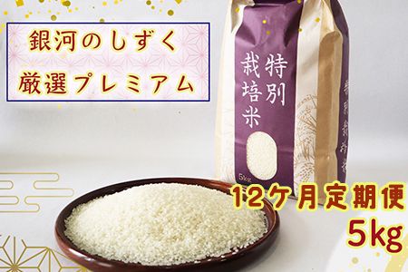 ＜令和8年産予約受付＞【12ヶ月定期便】銀河のしずく厳選プレミアム（減農薬・減化学肥料）5kg 【2017】