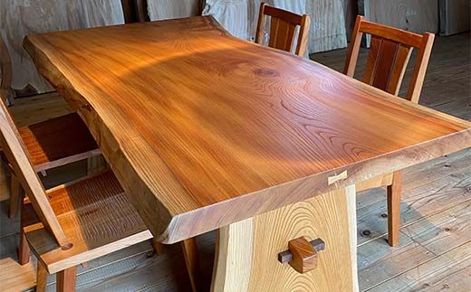 白山クラフト【受注生産】ケヤキ一枚板テーブル テーブル 家具 机 ダイニングテーブル 【オーダーメイド】天然木 F4N-2353