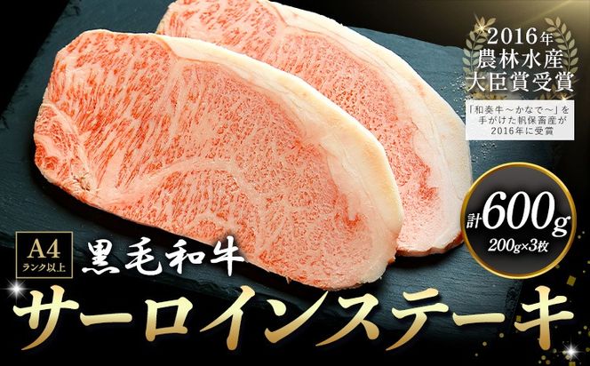 A5 A4 ランク 厳選 くまもと黒毛和牛 サーロインステーキ 600g(約200g×3枚)《45日以内に出荷予定(土日祝除く)》 熊本県 大津町 和牛焼肉LIEBE サーロイン ステーキ 冷蔵 リーベ---so_cliebesis_45d_r7_35000_600g---
