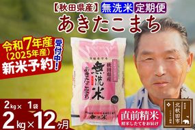 令和7年産《定期便12ヶ月》秋田県産 あきたこまち 2kg【無洗米】(2kg小分け袋) 2025年産 お届け時期選べる お届け周期調整可能 隔月に調整OK お米 おおもり [おおもり 秋田 お米 あきたこまち 米どころ 東北 北秋田市 定期便 毎月お届け]|oomr-30112