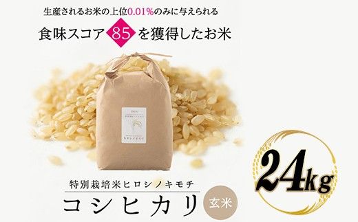 令和8年度　新米 特別栽培米 コシヒカリ ヒロシノキモチ 玄米 24kg ブランド米 銘柄米 国産 米 お米 日本米 ギフト 贈り物 備蓄 防災 食品 陽咲玲 はるざれ F6T-1055