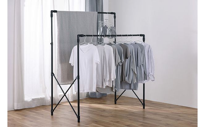 物干し 伸縮多機能スタイル物干し STSM-150 ブラック 室内物干し 折りたたみ 物干しスタンド 室内 ハンガーラック 洗濯物干し 伸縮 1人暮らし おしゃれ  アイリスオーヤマ