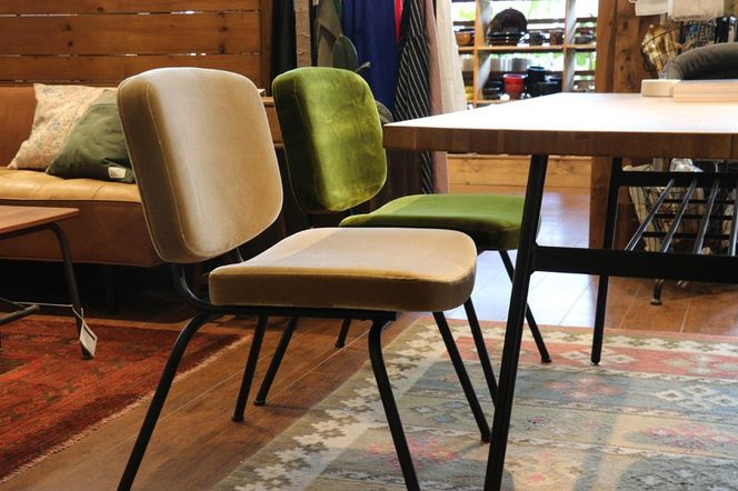 アイアンモケットダイニングチェア【グリーン】  	Z122VC02