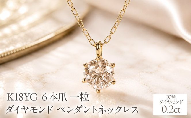 K18YG【0.20ct】６本爪一粒ダイヤモンドペンダントネックレス EmN0171-18Y SWCJ017-b